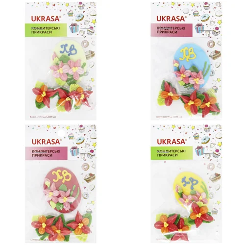 Кондитерська прикраса Украса Пасхальне яйце з фіалками