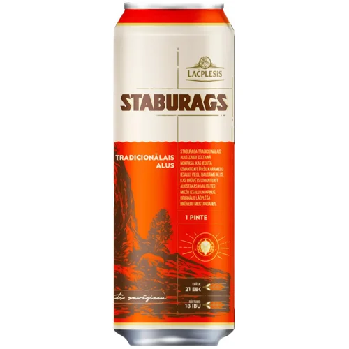 Пиво Lacplesis Staburags Tradicionalais світле 5% 0,568л