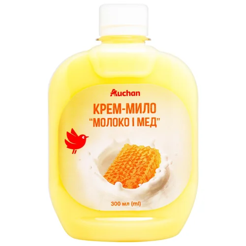 Крем-мило рідке Auchan Молоко і мед без дозатора 300мл