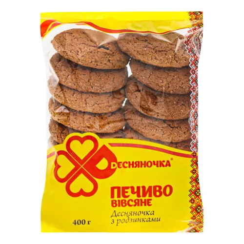 Печиво вівсяне «Десняночка» з родзинками 400г