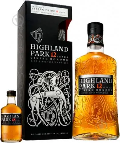 Віскі HighlandPark VikHon 12р 0,7л + VikingHon 18р 50мл