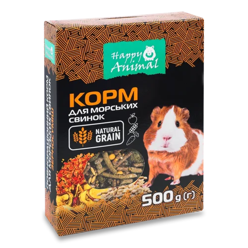 Корм Повнораціонний Сухий Для Морських Свинок Happy Animal, к/у, 500г