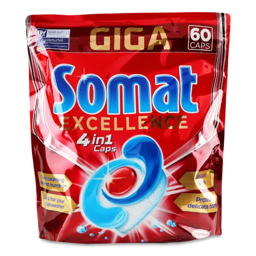 Капсули для посудомийної машини 4 в 1 Caps Excellence Somat, 60 шт. 17.3 г