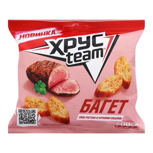 Сухарики Ростбіф із пряними спеціями Багет ХрусTeam м/у100г