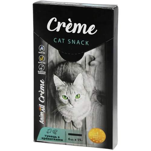 Ласощі для котів AnimAll Сreme з тунцем та креветками палички 6шт * 15г