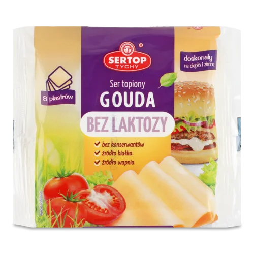 Сир Плавлений В/Ґ Sertop Гауда Безлактозний Слайс 40%, 150 Г