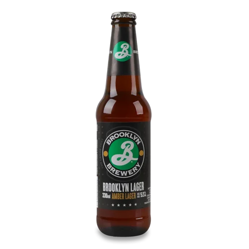 Пиво Світле Пастеризоване Amber Lager Brooklyn 330мл 5.2% з/б