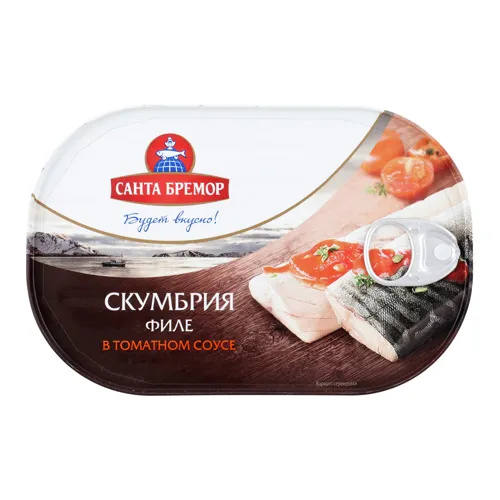 Скумбрія філе у томатному соусі Санта Бремор з/б 190г