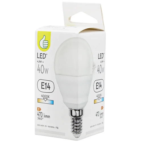 Лампочка Auchan LED G45 E14 4.9W 4000К