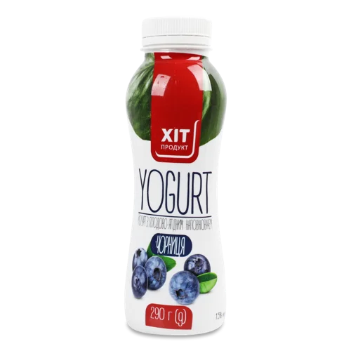 Йогурт 1.5% з Плодово-Ягідним Наповнювачем Чорниця, Пластикова Пляшка 290г