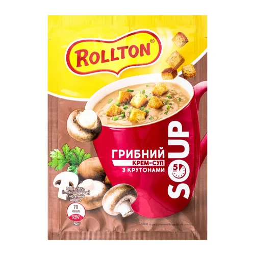 Крем-суп швидкого приготування грибний з крутонами Rollton м/у 15.5г