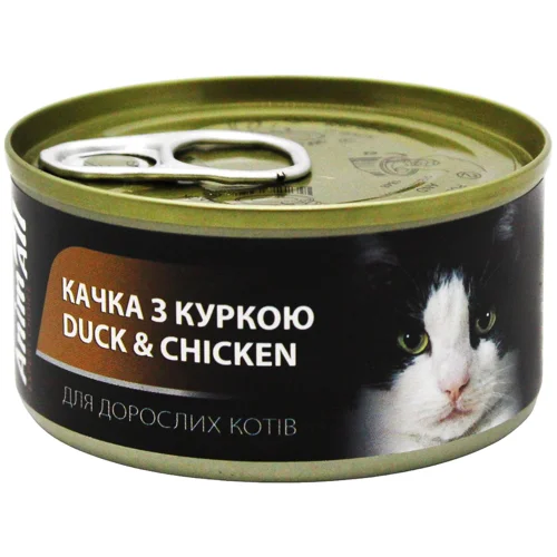 Корм вологий AnimAll Качка з куркою для дорослих котів 80г