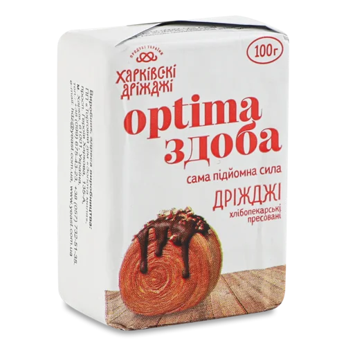Дріжджі Хлібопекарські Пресовані Optima, Вищого Ґатунку, 100г