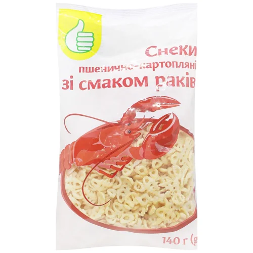 Снеки Auchan пшенично-картопляні зі смаком раків 140г