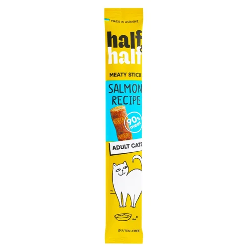 Ласощі для котів Half&Half з лососем палички 5г