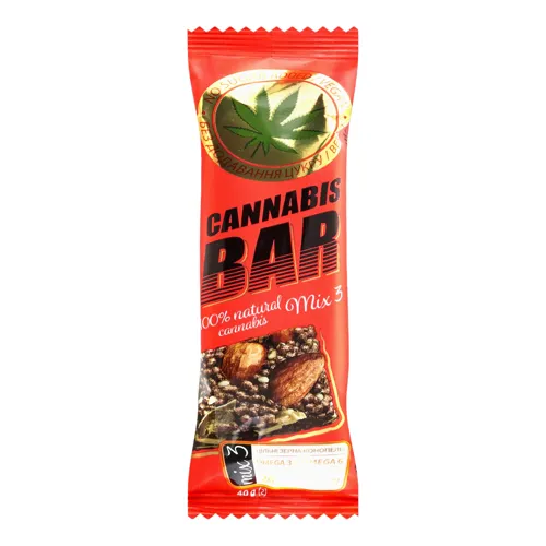 Батончик мюслі з горіховим міксом та насінням канабісу Cannabis Bar м/у 40г