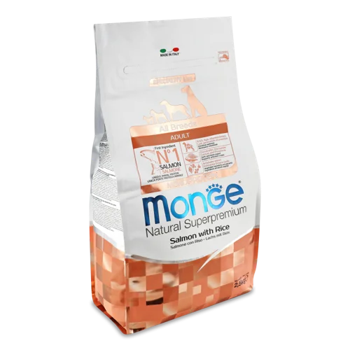 Корм сухий для дорослих собак усіх порід з лососем та рисом Monoprotein Natural Superpremium, м/у 2.5кг