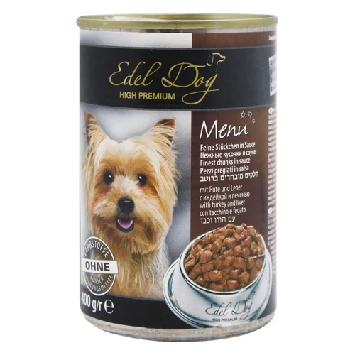 Корм вологий Edel Dog з індичкою та печінкою для собак 400г