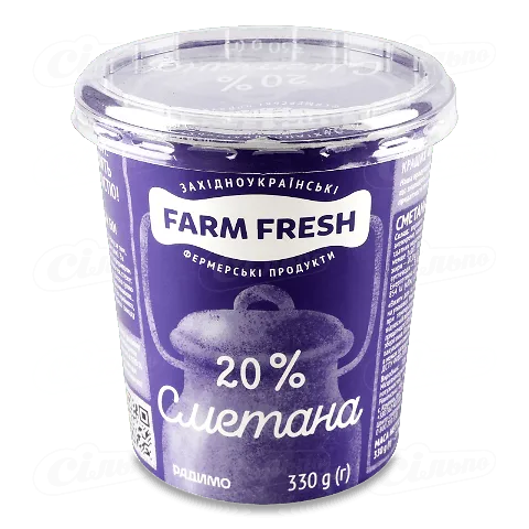 Сметана Farm Fresh 20% стакан, 330г