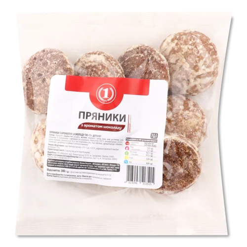 Пряники З Ароматом Шоколаду, ТМ '1', в/ґ, к/у 300г