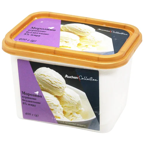 Морозиво Auchan Collection Безлактозне вершкове 400г
