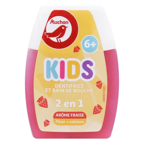 Зубна паста з ополіскувачем Auchan Kids 2в1 для дітей з 6 років 75мл
