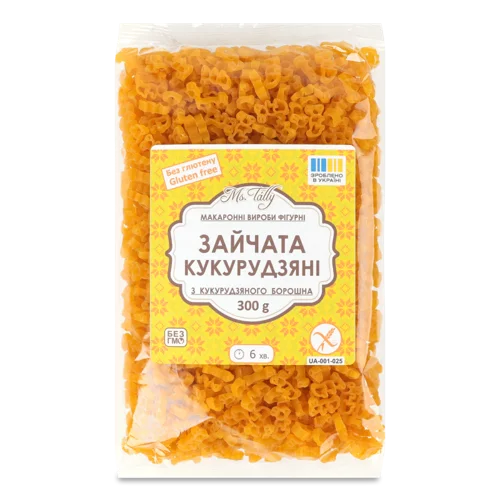 Макаронні Вироби Кукурудзяні Фігурні Зайчата Ms.Tally, м/у 300г