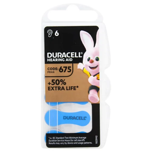Батарейки Duracell Hearing Aid 675 для слухових апаратів 6шт