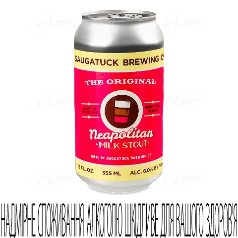 Пиво Saugatuck Neapolitan Milk Stout темне нефільтроване в залізній банці, 0,355л