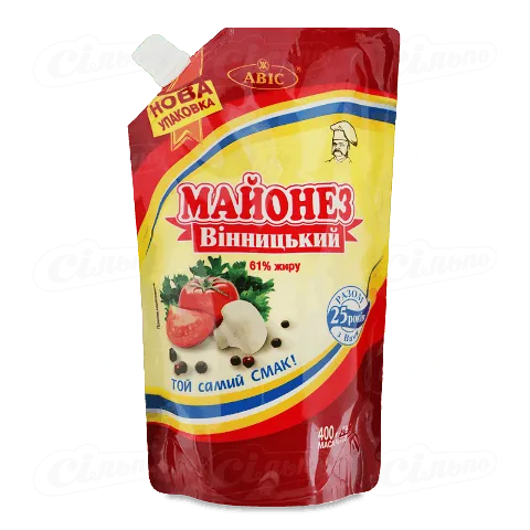 Майонез «Авіс» «Вінницький» 61% д/п, 400г