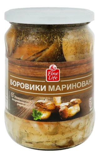 Гриби Білі Мариновані, в/ґ, З/б, 530 Г