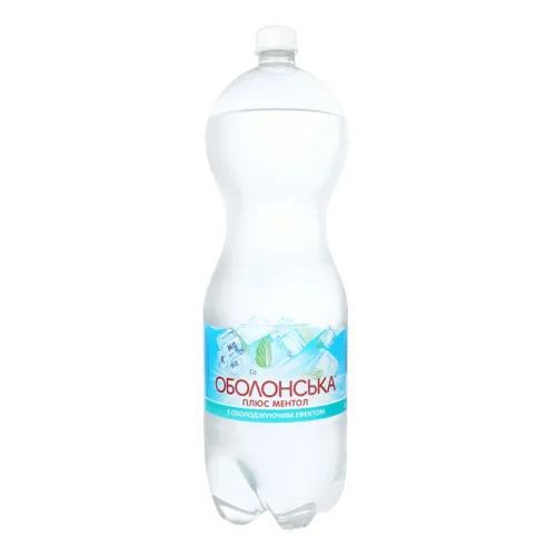 Вода з охолоджуючим ефектом сильногазована Плюс Ментол Оболонська 1л