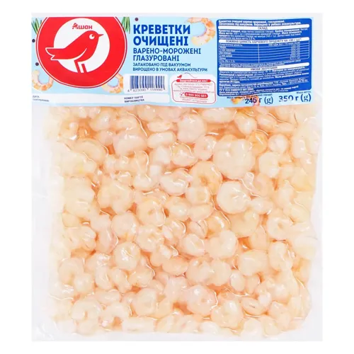 Креветки Ашан очищені варено-морожені 350г