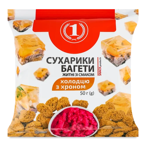 Сухарики Житні Зі Смаком Холодцю З Хроном, в/ґ, 50г