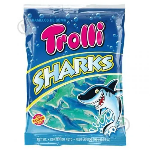 Цукерки Trolli Акули фруктові жувальні 100г