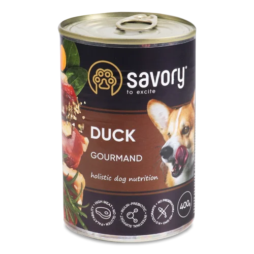 Корм Консервований Повнораціонний Для Дорослих Собак З Качкою Gourmand Savory, з/б 400г