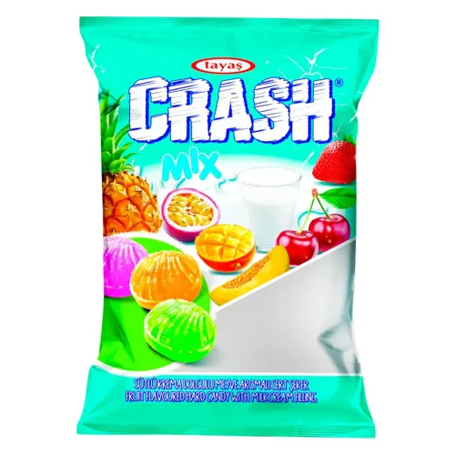 Карамель з фруктовим ароматом та молочною начинкою Crash Mix Tayas 90г