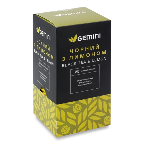 Чорний чай з лимоном Gemini в/с к/у, 25х1.5г