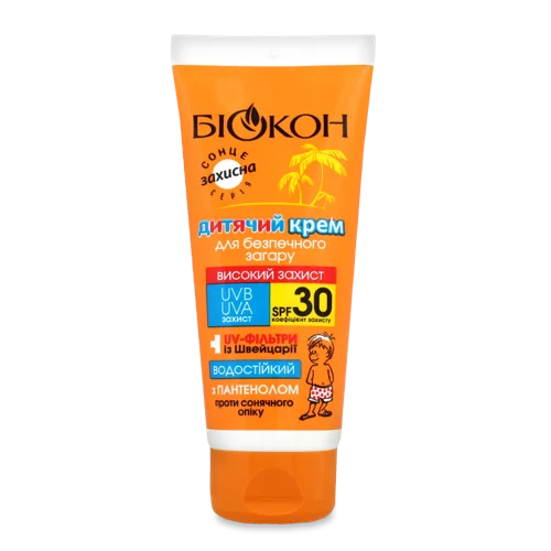 Дитячий Водостійкий Крем для Засмаги SPF 30 Биокон, 90мл