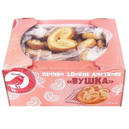 Печиво Ашан Вушка здобне листкове 350г