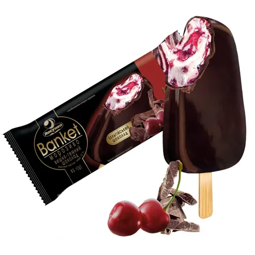 Морозиво Банкет з вишнею у бельгійському шоколаді Ласунка 90г