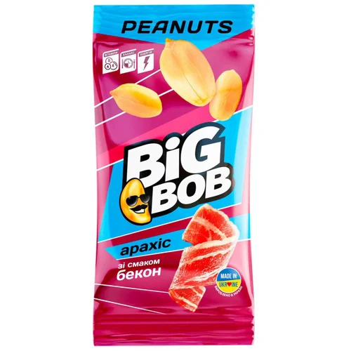 Арахіс Big Bob смажений солоний зі смаком бекону 60г
