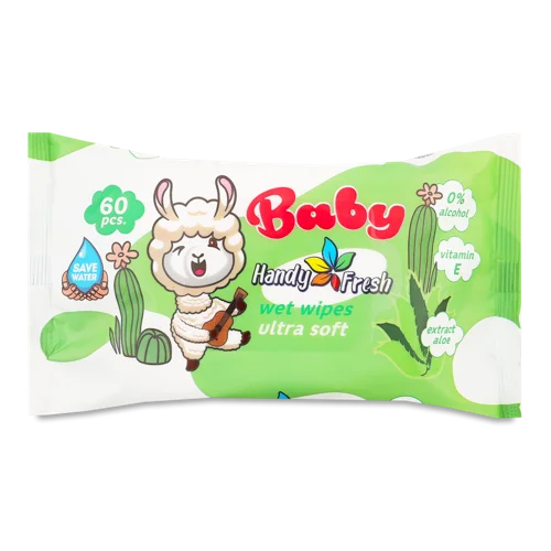 Дитячі Вологі Серветки з Екстрактом Алое, Handy Fresh, 60шт