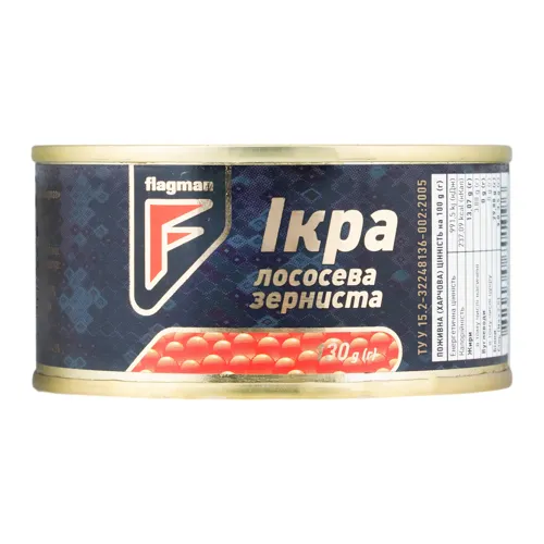 Ікра лососева зерниста Flagman з залізної банки 130г