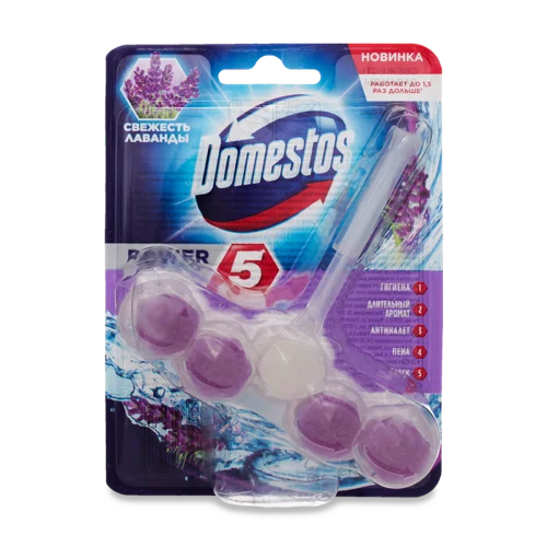 Блок для Очистки Унітазу Свежесть Лаванды Power 5 Domestos 55г