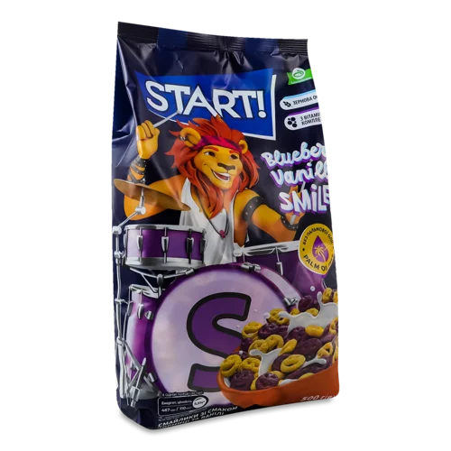 Сухі Зернові Сніданки З Смаком Чорниці Та Ванілі, Start!, 500г
