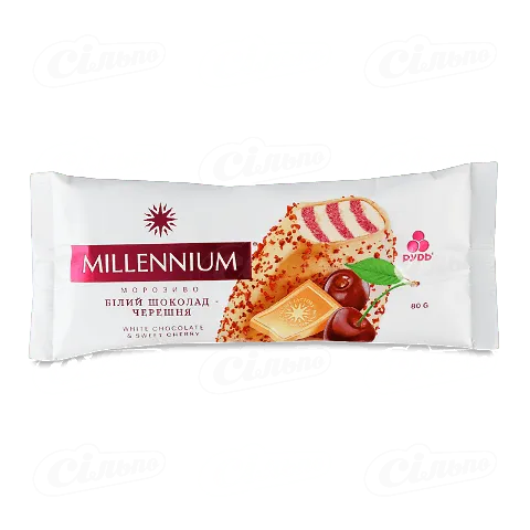Морозиво Рудь Millenium Білий шоколад - черешня 80г