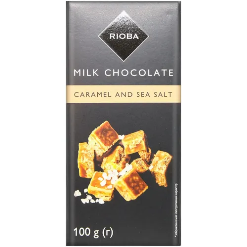 Шоколад Rioba молочний з карамеллю і морською сіллю 100г