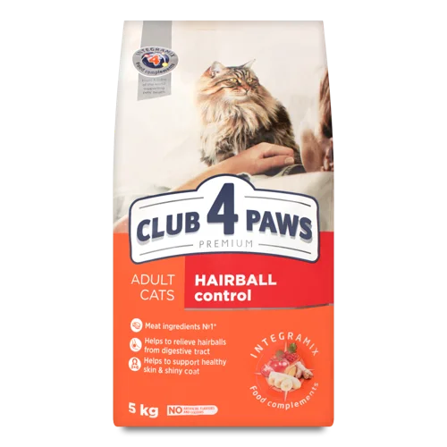 Корм сухий для дорослих котів Premium Hairball Control, Club 4 Paws, в/ґ, 5 кг