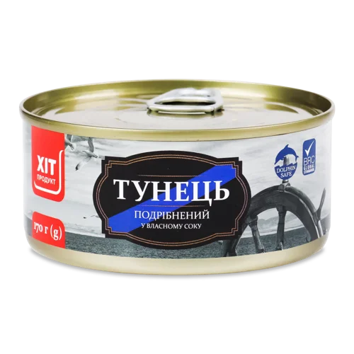 Тунець Подрібнений Власному Соку, В/Ґ, З/Б 170г